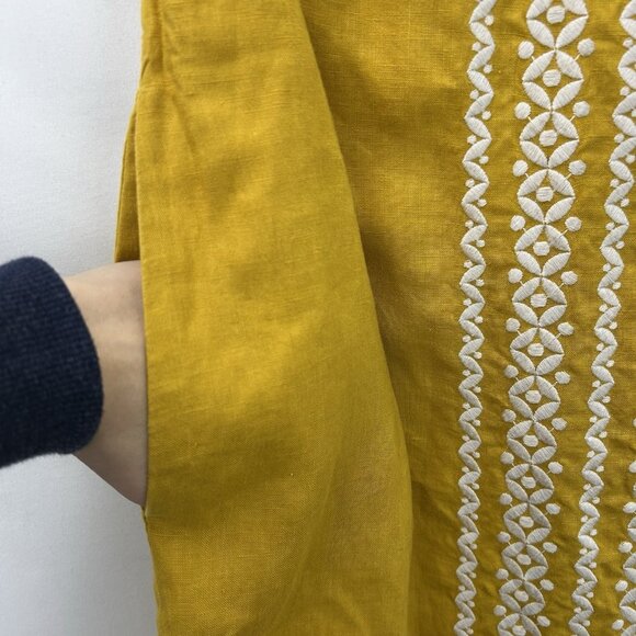 Boden Womens 10R Laura 100% Linen Embroidered Shift Dress in Tuscan Sun Yellow - Picture 15 of 16